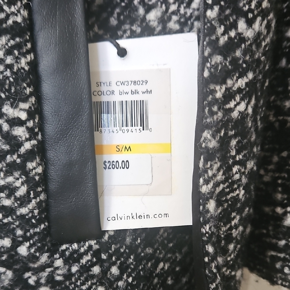 Calvin Klein Black & White Tweed Cape Jacket - Picture 2 of 5